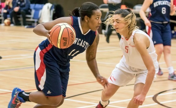 Newcastle Eagles player with basketball